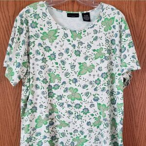 Apostrophe Ladies  Blue/Green Floral Top Sz 20/22W